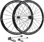 Bicycle Wheelset 700C Road Bike C-Brake Wheels QR 8 9 10 11 Speed Double Wall Aluminium Alloy Rims with Cassette Bearing Hubs Flat Spokes (Color : Black, Size : 700C)