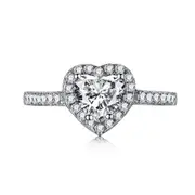ANYCO Ring Silver Dylam Heart Shape Diamond Ring Rhodium Plated Sterling Silver 8A Zircon Romantic Rings