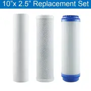 10” 3 Water Filter Set for RO Drinking Water & Whole House System “PP, GAC, CTO”