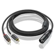 Dual RCA to XLR Male Y Splitter Patch Cable, Unbalanced 2 RCA/Phono Plug to 1...