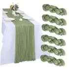 6 Pack Easter Cheesecloth Table Runner 10FT Boho Gauze 6 Pcs - 10 Ft Sage Green