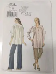 Misses Shirt Pants Pattern Vogue Sewing V8716 Size 8, 10, 12, 14 Long Slv Tunic