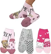 [LEON D'ORO] Girls Cotton Non-Slip Socks 3 Pairs Socks for Girls School Home Inflatable Made in Italy, ASS3 3 Pairs, 29-34
