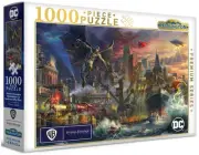 Thomas Kinkade DC Comics Justice League Showdown at Gotham City Pier Puzzle, 100