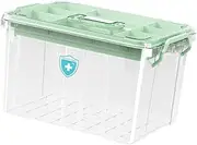 harayaa Medicines Storage Box First Aid Bin Clear Large Capacity First Aid Medication Storage Box First Aid Container for Household