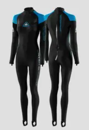 Waterproof Ladys Skin Rashguard Jumpsuit wet Black/Blue Size 14-16 (2xl-3xl)