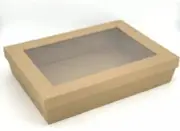 Disposable Cardboard Catering Grazing Box Window Kraft Brown 36 X 26 X 12cm X10