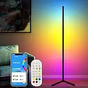 Corner Floor Lamp, RGB Color Changing Mood Lighting, Dimmable LED Modern Floor Lamp with with Remote/Music Sync and DIY Colors, Color Changing Ambiance Lamp for Living Room Bedroom Gaming Room