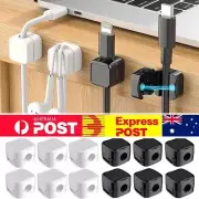 6Pcs Magnetic Cable Wire Clips Tidy Cord Lead Organiser USB Charger Cable Holder
