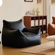 Large Bean Bag Chair for Adults Bean Bag Cover Water-Based Leather Single Lazy Sofa Cover Bean Bag Pouf Chair Mid Century Modern Lounge Chair for Living Room Indoor Spaces Bedroom Garden,No Filler (C