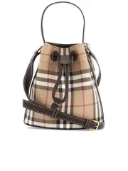 Burberry Mini Check Bucket Bag With Drawstring