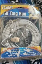 50ft Dog Run Galvanized Aircraft Cable 1700 Lb Break Strength...up To 100 Lbs