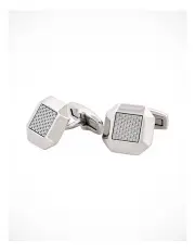 [Cudworth] Polished Octagonal Stainless Steel Fibreglass Cufflinks in Silver