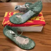 Brand New NIB Hot Gossip blue glitter sparkle wedge jellies shoes 8