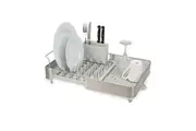 Joseph Joseph Extend Steel Dish Rack Expandable Kitchen Storage 53cm Light Stone