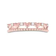 10k Rose Gold Round Diamond Heart Band Ring 1/10 Cttw