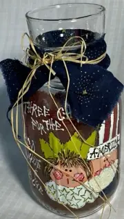 Glass Mason Jar Tea Light/Votive Candle Holder "UNCLE SAM/LIBERTY" HAND PAINTED