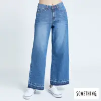 在飛比找momo購物網優惠-【SOMETHING】女裝 NEO FIT抽鬚中直筒牛仔褲(
