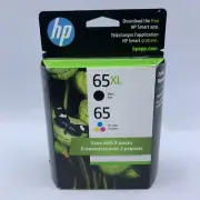 Genuine HP 65XL Black & 65 Tri-Color Combo Ink Cartridge 6ZD95AN OEM Exp 4/2025