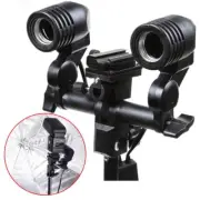 Twin/Double E27 Swivel Bulb Socket Umbrella Bracket Flash Hotshoe Adapter Holder