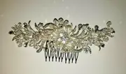 Bridal Jewlery Silver Rhinestone Crystal Wedding Flower Pearls Hair Comb Clip 8"