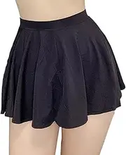 [ZHER-LU] Women's Sexy Sheer Mesh Mini Skirts Bikini Cover up High Waist Ruffle Beach Sarong Coverup Solid Color Skater Skirt
