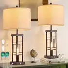 29" Farmhouse Table Lamp Set of 2,Table Lamp with USB A+C Ports for Living Room,