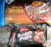 Honey Nut Cheerios 32oz (BEST B 2/26) & Golden Puffs Cereal 17.7oz (BEST B 1/26)