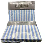Vintage Stevens Ultra Touch Blue & White Stripe Twin Flat & Fitted Sheet NOS