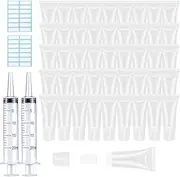 AMORIX 50PCS 5ml Refillable Lip Gloss Tubes Empty Soft Cosmetic Tubes Lip Balm Containers for Women Girls Cosmetic Sample DIY with Free Syringe + Tag Labels Stickers