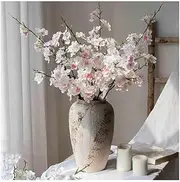 Faux Sakura Fake Flowers Ceramic Vase Fake Flowers Simulation Flower Arrangement Indoor Hall Table Decoration Spring Summer Decoration