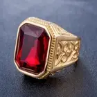 Simulated Garnet 2Ct Emerald Cut Vintage Men's Wedding Ring Staling Silver 925