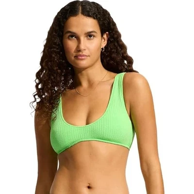 Seafolly Women's Standard Over The Shoulder Tie Back Scoop Front Bikini Top