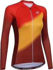 [LMKIJNB] Womens Cycling Jersey Long Sleeves Bicycle Clothing Sportswear Biking Suit Tights Spring Autumn Moisture Wicking Quick-Dry UV Protection MTB Outdoor Windproof XD008,Red,3XL