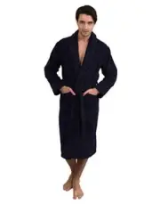 Men's Robe, Turkish Cotton Terry Shawl Bathrobe Small-Medium Navy