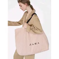 在飛比找蝦皮購物優惠-ZARA歐美衣神女士新款麻袋單肩購物袋 女士條紋購物袋 超大
