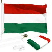 Combo Pack: 6 Ft Tangle Free Spinning Flagpole (White) & Hungary Flag 3x5