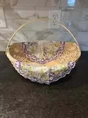 Longaberger Oval Lg 2006 Crocus Basket W/ Plastic Liner, 2 Handkerchief Liner