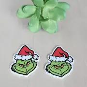 2 Piece Grinch Flatbacks 1.4x1.7 inch How the Grinch Stole Christmas Flatbacks