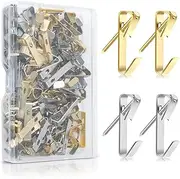 Picture Hangers, 80 Pcs Picture Hanging, Picture Frame Hooks for Pictures, Canvas, Mirror (Silver)(Gold )