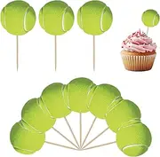 36 Pcs Tennis Cupcake Toppers Tennis Theme Birthday Cake Topper Sports Ball Tennis Cupcake Picks Tennis Birthday Party Decorations Cake Decor for Baby Shower Cake Decorations Supplies