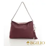 【BGILIO】義大利BGILIO-義大利水染牛皮優雅鏈帶肩背包-棗紅色(2257.001-01)