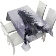 Winter Thunder Snow Running Wild Black Horse Tablecloth