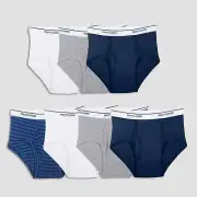 Fruit of the Loom Boys' Blue/White/Gray 7pk Classic Briefs Underwear 6-8 Small