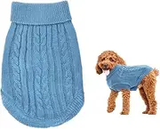PLUSHCEWT Warm Puppy Sweater, Blue Turtleneck Puppy Jumper, Soft Comfortable Dog Clothes Knitted Dog Pullover Soft Turtleneck Dog Clothes Vest Pet Supplies Knitted Jumper Puppy Chihuahua Sweater (M)