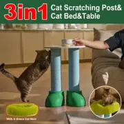 3-in-1 Cat Scratching Post with Bed Green Boots & Cushion Cat Tree Tower Indoor
