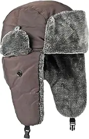 [Colaxi] Winter Trapper Hats Lei Feng Hat Windproof Plush Ski Caps Adults Hunting Ski Hat Warm Hats for Running Outdoor Keeping Warm