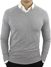 [Comfortably Collared] Men's Perfect Slim Fit Lightweight Soft Fitted V-Neck Pullover Sweater