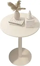 Modern Round Dining Table Cocktail Table, Tall Bistro Pub Table with White Metal Pole Support and Base, End Leisure Table for Kitchen, Dining Room, Living Room(40x62cm)