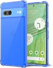 Svanove for Pixel 7 Case Clear, Neon Bright Vibrant Color, Transparent Jelly Protective Silicone Phone Case with Design for Women Girly Cute, Thin Slim Fit Soft Flexible TPU Bumper, Neon Blue